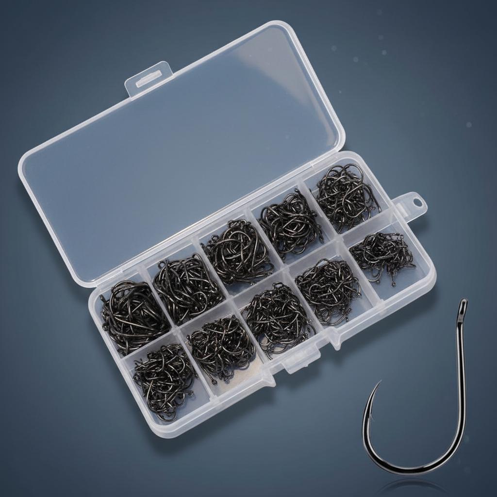 

High-strength Carbon Steel Fishing Hooks Size 3-12# 500pcs with Barb Eyelet Design for Freshwater Saltwater Fishing Accessories