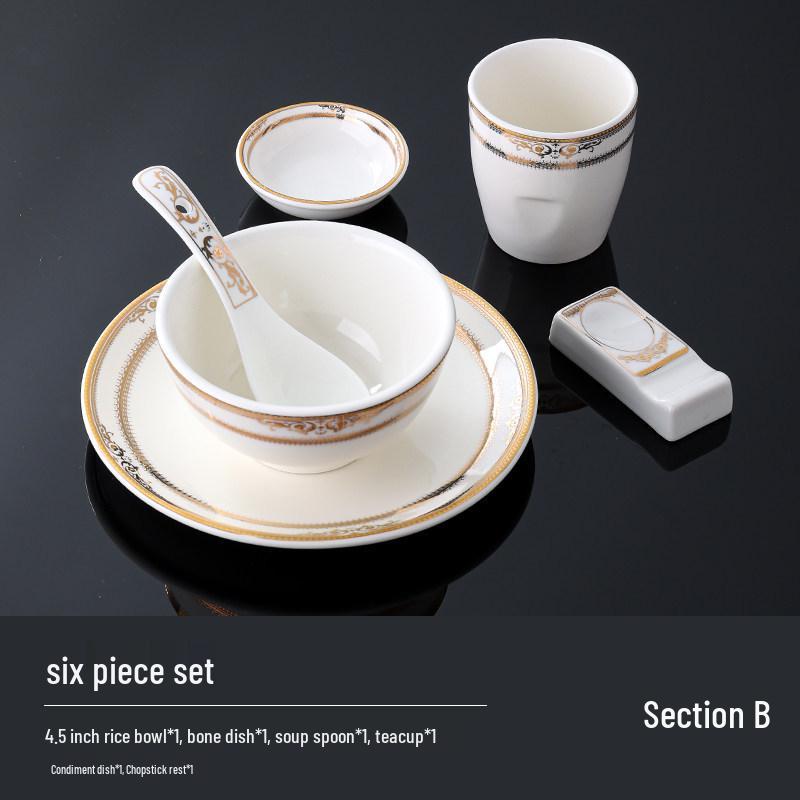 Hotel Restaurant Ceramic Tableware Set: Plates, Bowls, Cutlery, Chopsticks for Private Rooms - 7 or 8 Pieces