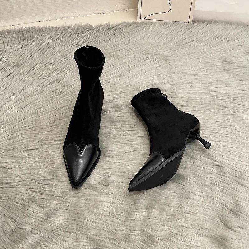 

мода леопардовые женские ботильоны модные заостренные носки короткие ботильоны дизайнерские тонкие высокие каблуки туфли для стриптиза Botas Mujer 38 чёрный