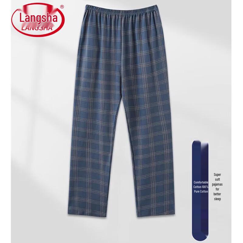 Langsha Men s Pure Cotton Plaid Lounge Pants XL