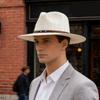 (Talla Única, Blanco) Sombrero de Paja Panama para Hombre, Sombrero de Sol de Ala Ancha Ligero de Verano para Playa al Aire Libre