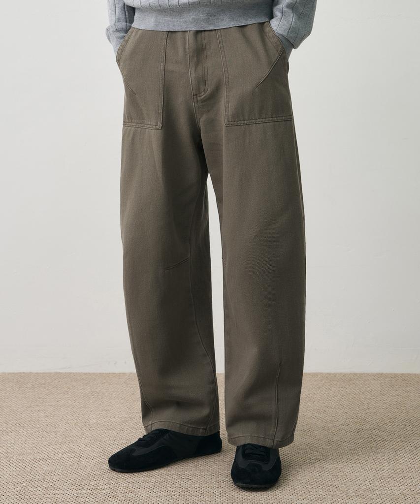 DRAW FIT Curved Washed Fatigue Pants [Khaki Beige]