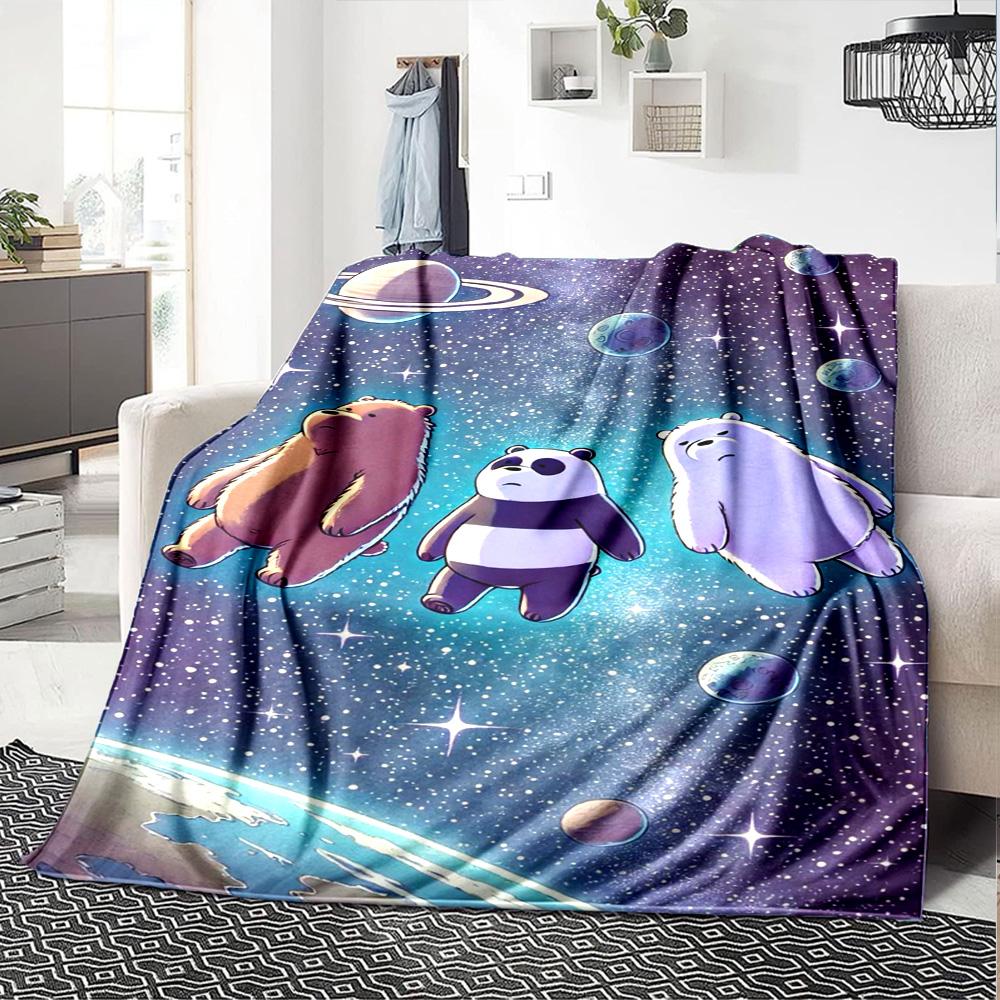 We Bare Bears Print Flannel Blanket High Quality Warm Comfortable Cover for All Seasons Perfect for Gifts Home Decor
