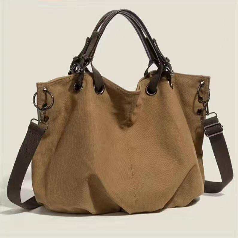 

Retro Lazy Wind Large Capacity Tooling Canvas Bag Student Class Versatile Tote Bag Commuter Shoulder Messenger Bag