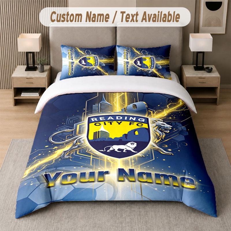 Custom Bedding Set Reading FC Pattern, Print Name Text 1 Duvet Cover plus 2 Pillowcases Home Textile