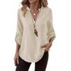Spring/Summer Women's Plus Size V-Neck Solid Color Loose Fit Shirt