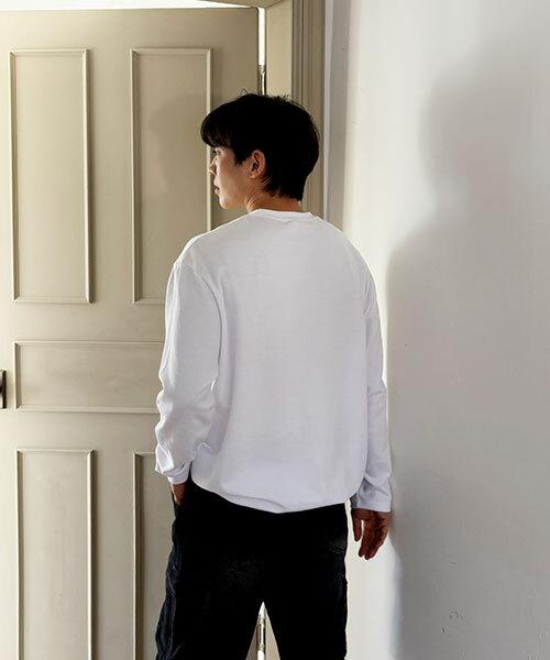 BYMONO [Big Sizes M-8Xl] Snap-Snap Tee X Logo Automatic Tuck Long Sleeve Tee