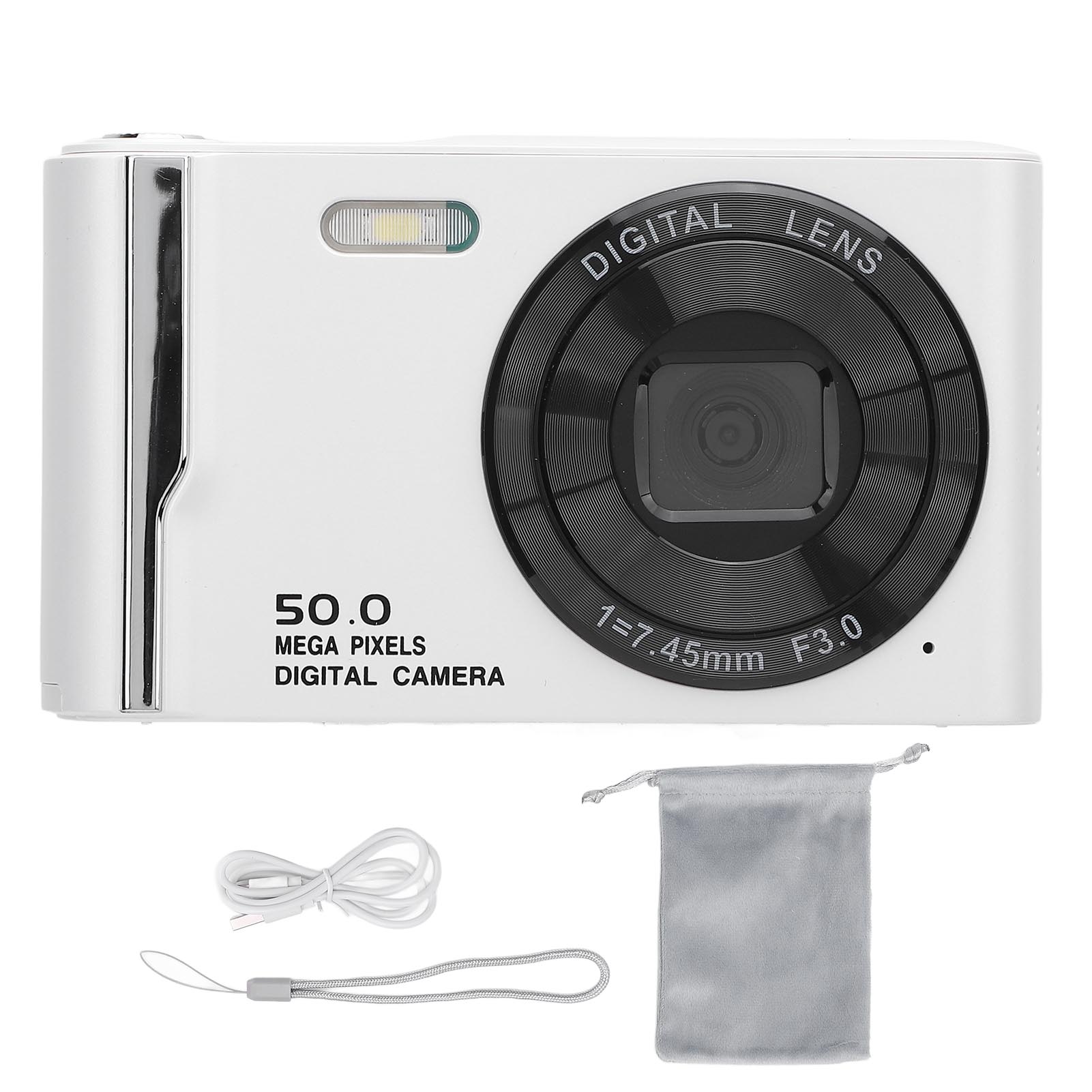 

4K 50MP Digital Camera HD 16x Digital Zoom 2.8 Inch LCD Screen Anti Shake Autofocus Retro Compact Sm White