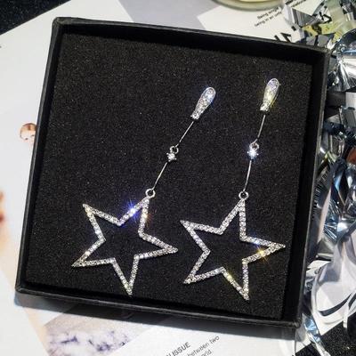 1pair New Style Star Earring Personality with A Long Star Earrings Exaggerated Big Ear Nail