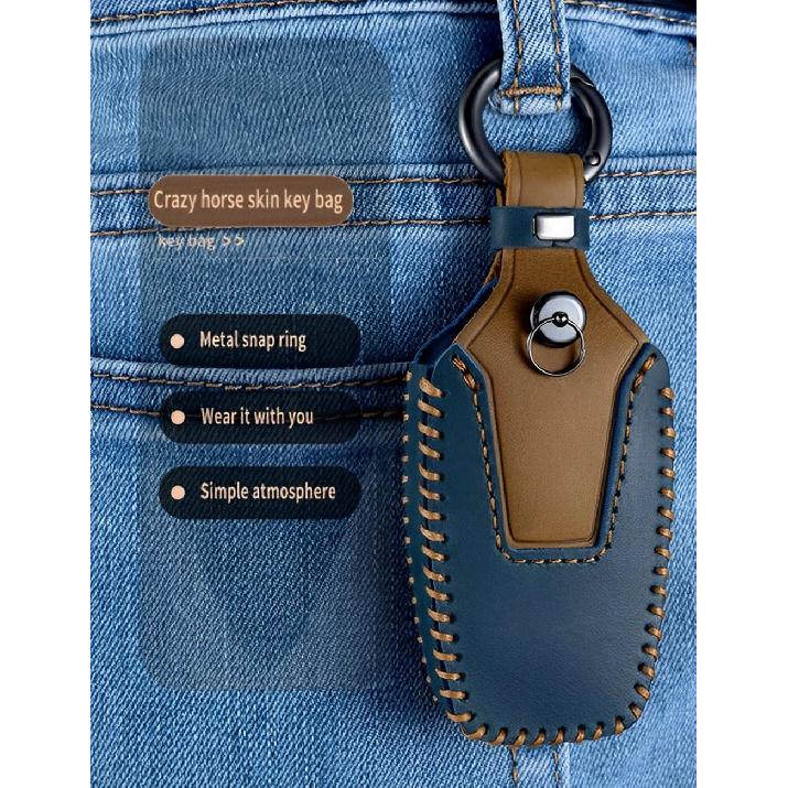 for Toyota Key Fob Cover Leather Car Key Case Keychain Fob Holder Compatible for Corolla Cross Crown Grand Highlander Prius Land Cruiser RAV4 Prime