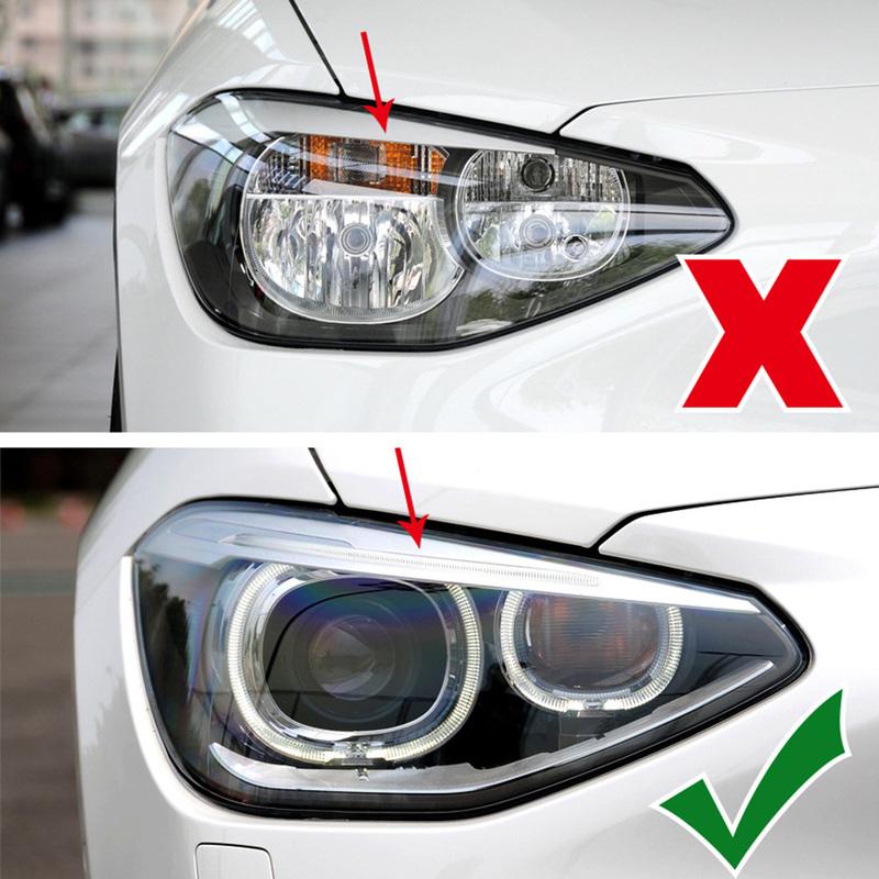 For BMW 1 Series F20 F21 Pre 2011-2014 LCI Black Headlight Eyebrows Trims Car Exterior Headlight Protection Cover Replacement