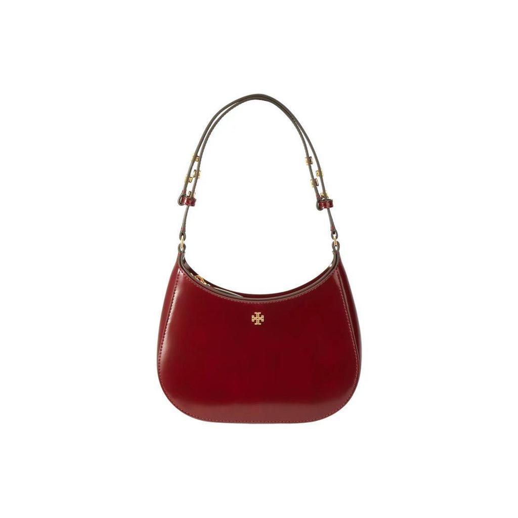 Tory Burch Emerson Minimalist Casual Zipper Leather Crescent Bag Women Handbags Burgundy 147940-627