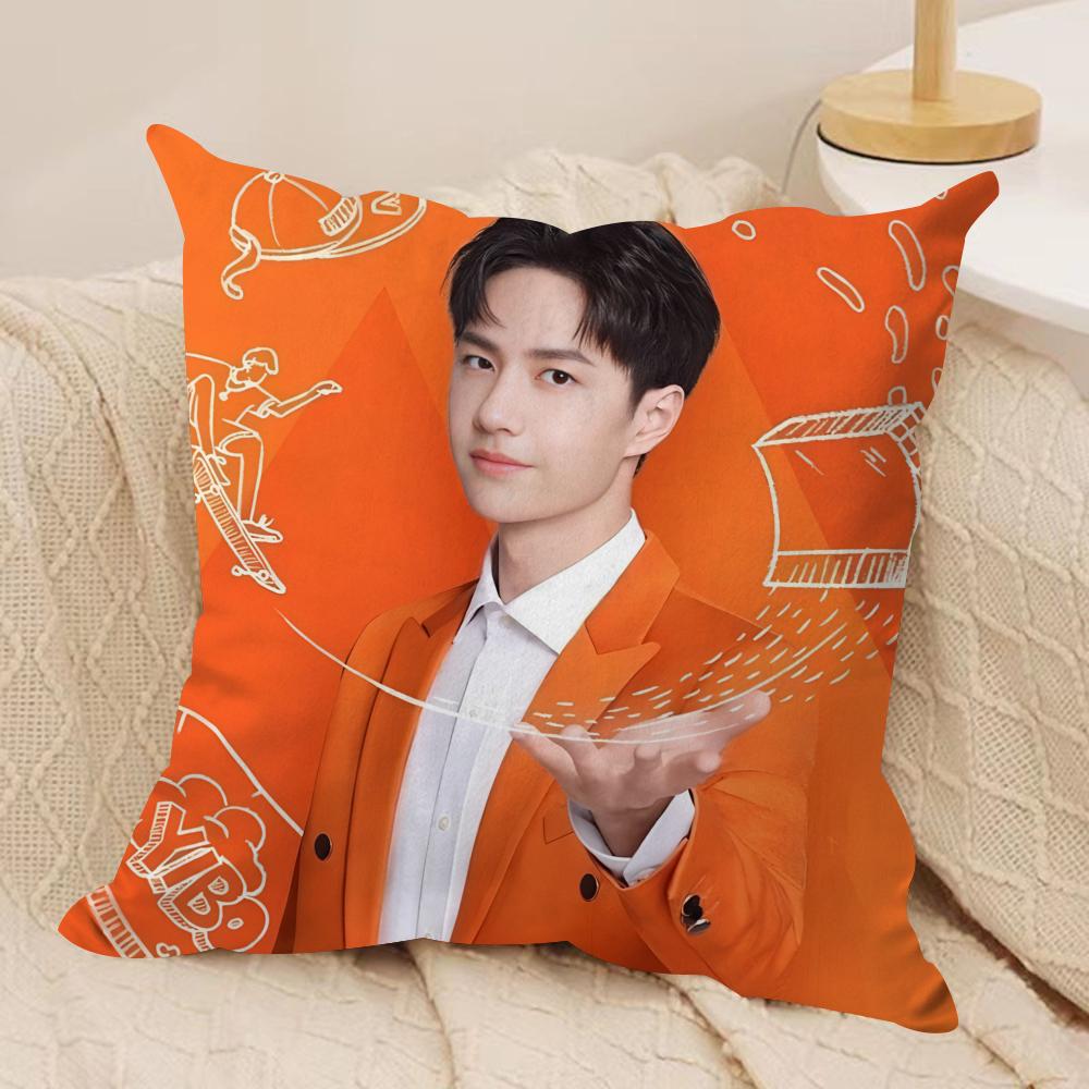 Cool WWang Yibo Cushion Cover Short Plush Doublesided Print Square Throw Pillow Covers Sofa Home Cushion Decor