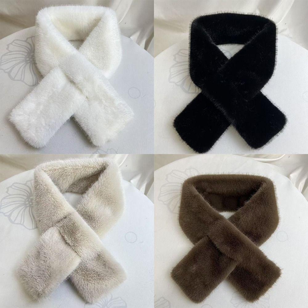 Thickened Neck Scarf Faux Mink Fur Faux Rabbit Fur Scarf Neckerchief Wrap Autumn Winter