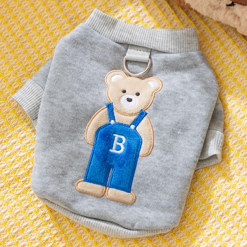 

Striped Leashed Sweatshirt for Dogs and Cats - Autumn/Winter Casual Style, Two-Legged Design for Pomeranian & Teddy M (recommended weight 5-8 catties)