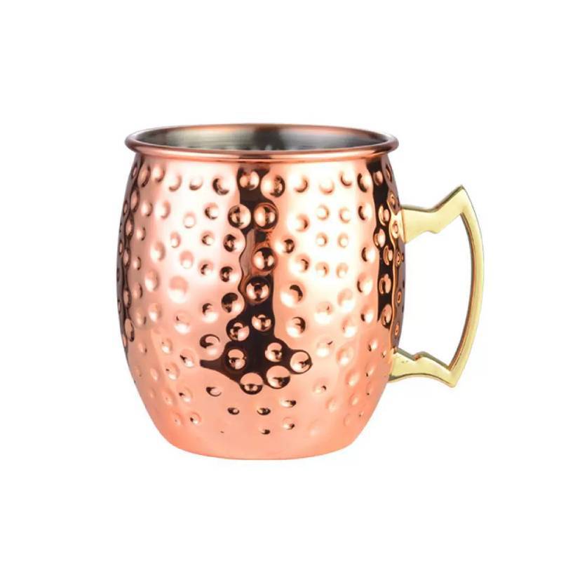 Rose Gold Cocktail Glass With Hammered Style And Stainless Steel Straw For Home Bar Decor