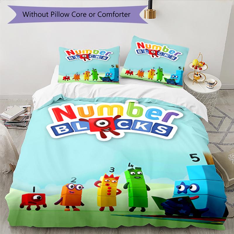 3-teiliges Numberblocks2-Muster Bettwäscheset Bettbezugset enthält Bettbezug & Kissenbezüge, perfekte Ganzjahres-Schlafzimmerdekoration & Geschenk