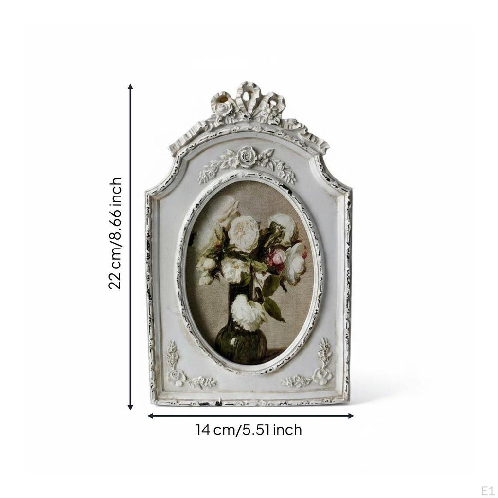 Bowknot Oval Frame Distressed Look Ornate Relief Hanging Home Decor for Living Room, Bedroom,