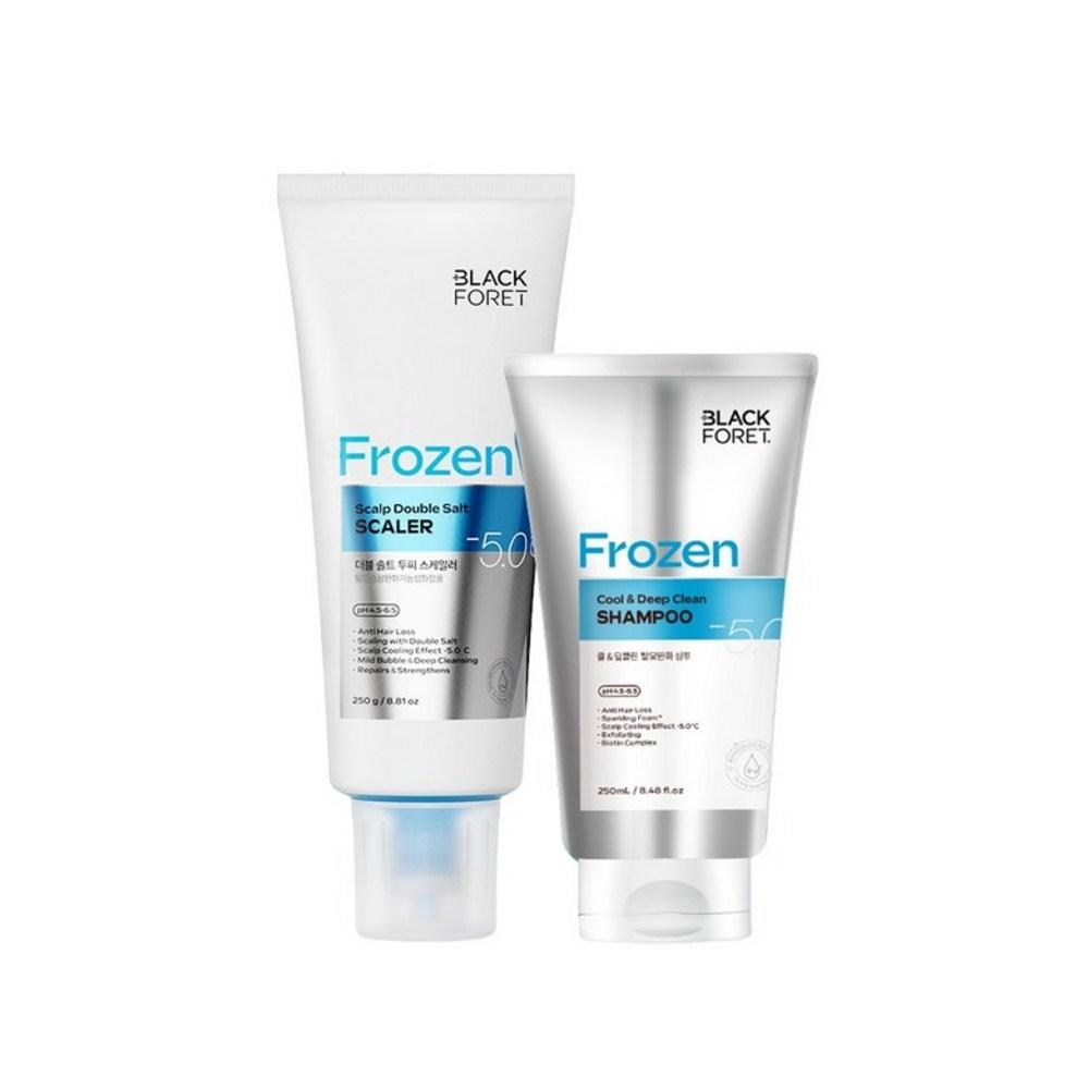 Black Foret Double Salt Scrub Scaler 250g + Cool & Deep Clean Shampoo 250ml 1 pcs