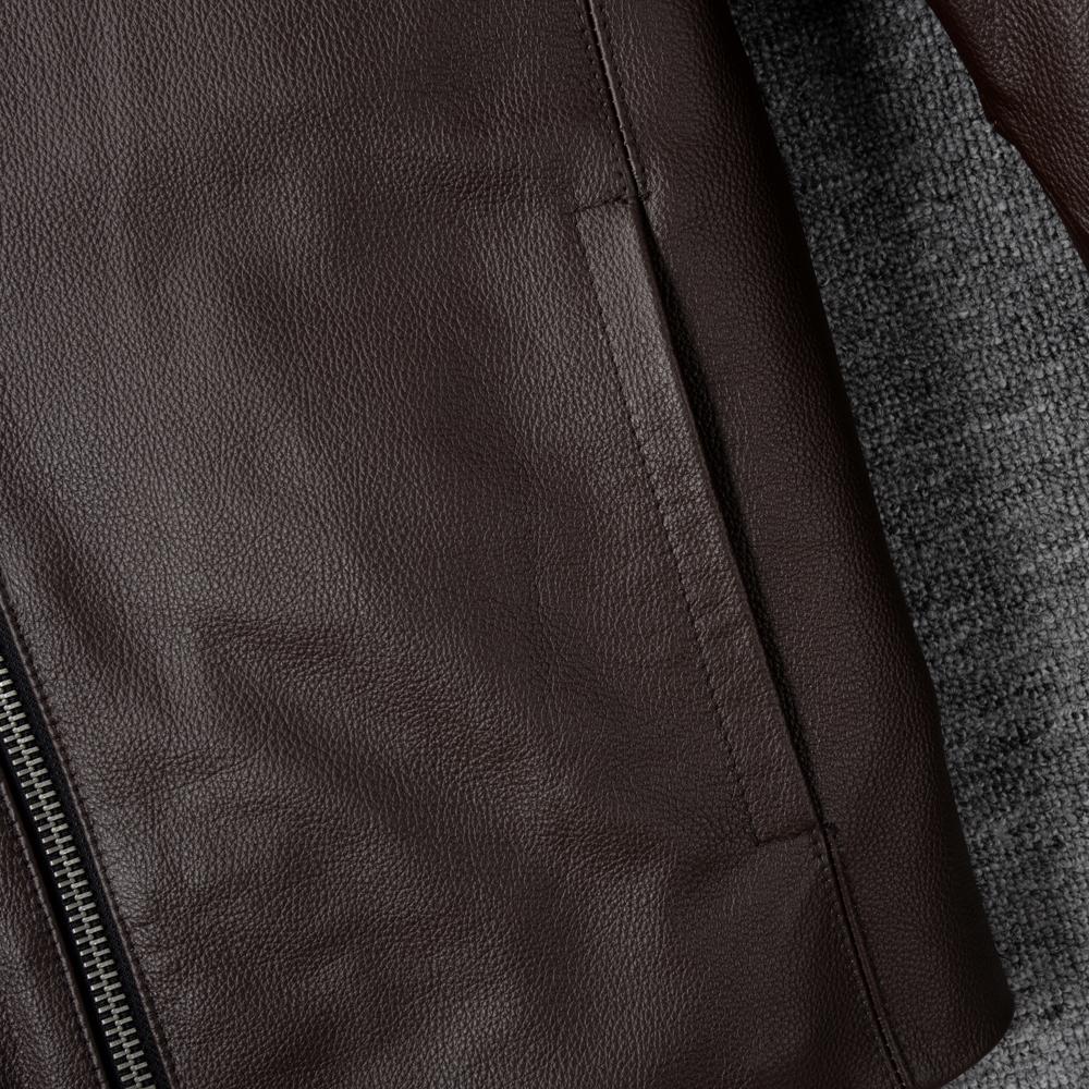 Casual Men Leather Jacket Thin Soft Cow Leather Black Brown Standard Collar Men's Short Coat Spring