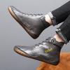 Men Handmade Leather Shoes Casual Hiking Boots Outdoor Black High Top Wide Palm Driving Shoes Large Size