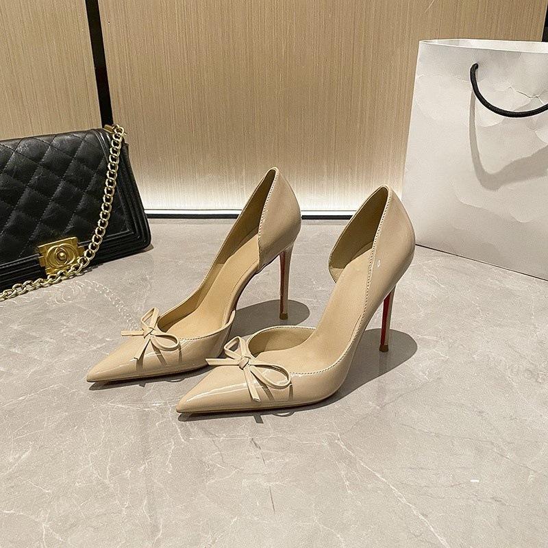 Bok pusta naga kokarda Francuskie wysokie obcasy kobiecość lakierowana skóra szpiczasty szpilka pojedyncze buty damskie