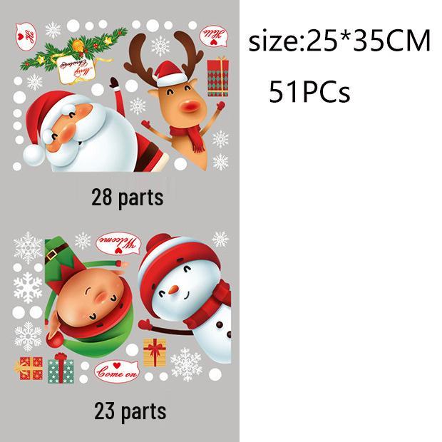 

Двусторонние рождественские наклейки на окна: Наклейки Санта, Снеговик, Снежинка и Олень