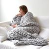 Chunky Knit Blanket Throw Handmade Warm Cozy Blanket Couch Bed Soft Fleece Banket Christmas Thick and Giant Yarn Throws