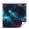 Watercolor Galaxy Wallpaper Navy Blue, Turquoise and Plum 50x1000