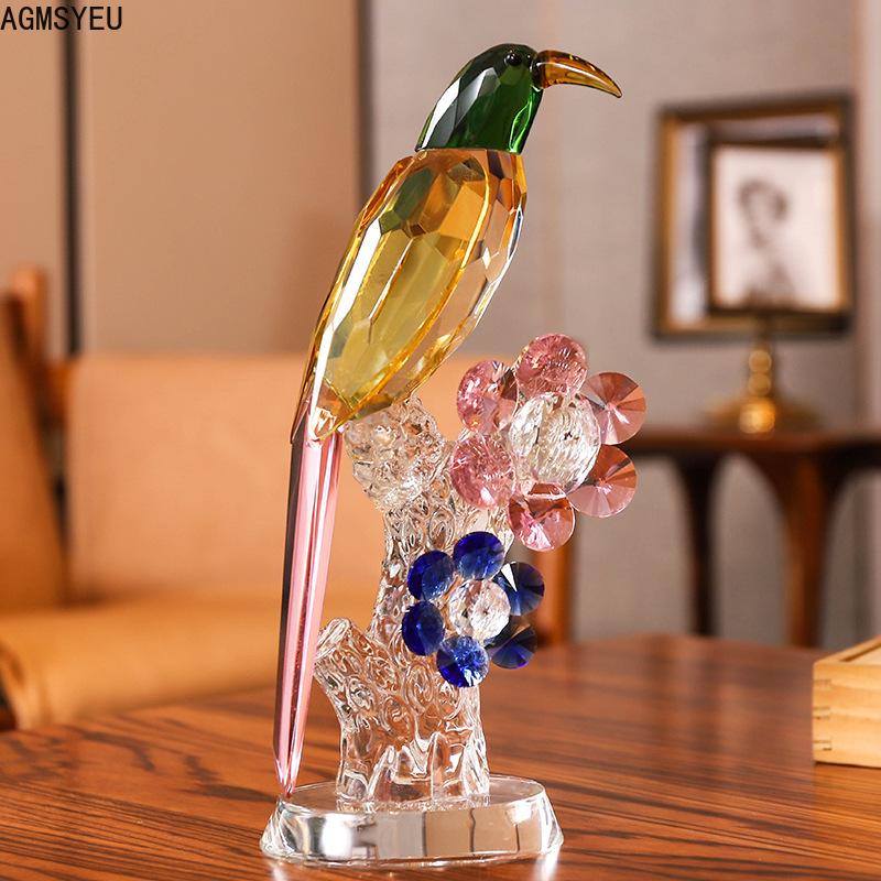 Modern simplicity creative simulation crystal bird sculpture decoration desk home TV wine cabinet living room decoration