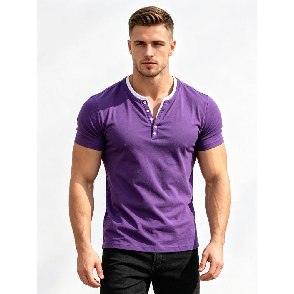 Premium 95% Cotton Men's Polo Tee - Breathable Soft Touch Short Sleeve Shirt - Modern Fit Casual Wear with V-Neck Buttons