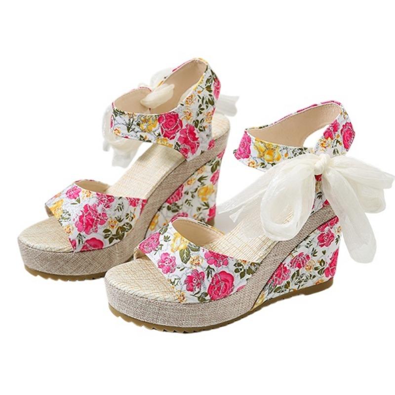 Fashion Plus Size 2025 Fashion Open Toe Women's Sandals Summer Printing Round Toe Platform Wedges Sandals for Daily Casual Dress Shoes