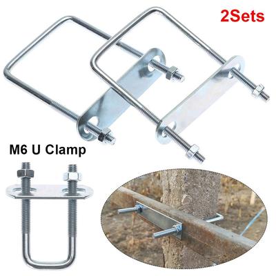 2Sets Right Angle U-bolt Pipe U-clamp With Baffle Squa Bolt Durable Square Clamp