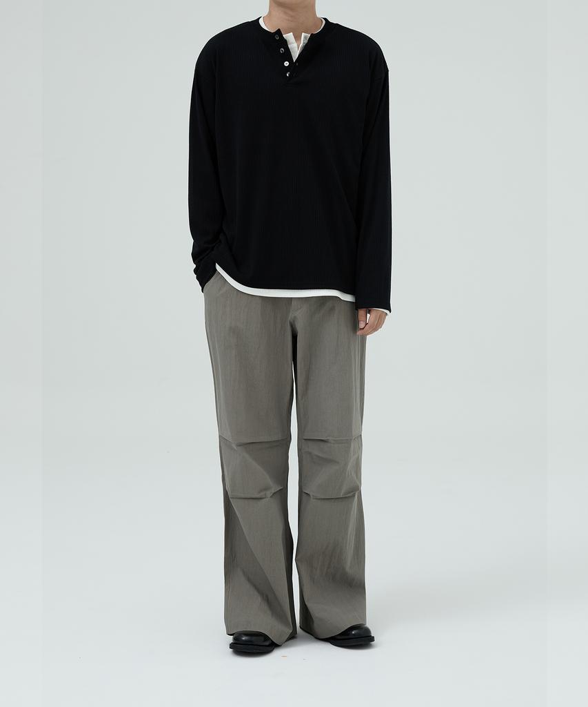 OX STUDIOS Moment Henley Neck Long Sleeve (Black)