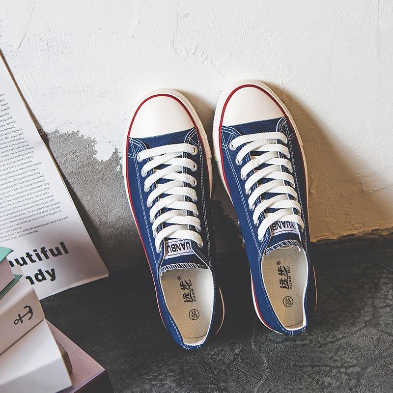 Scarpe in tela con lacci basic a passo lungo scarpe da uomo a taglio basso traspiranti scarpe da studente scarpe singole taglia grande scarpe in tessuto scarpe da skate da uomo