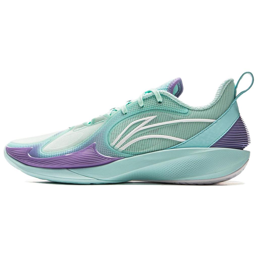 New LINING Speed 2V2 Basketball Shoes Men's Low top Floating Green Sky Blue ABPV003-7