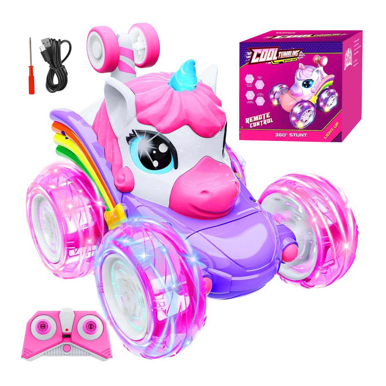 Remote Control Car Toys For Girl - 360° Rotating RC Stunt Cars 4 Remote Cars For Kids, 2.4GHz Toy Car With LED Lights,