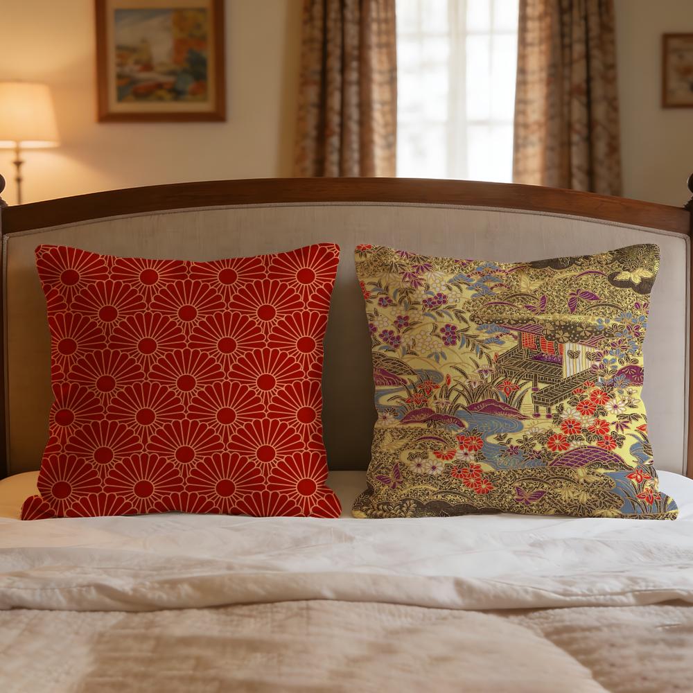 Pattern Japanese Style Pattern Cushion Cover 1Pcs Decorative Covers Soft Cushion Case For Sofa Couch Decor 40X40 45X45
