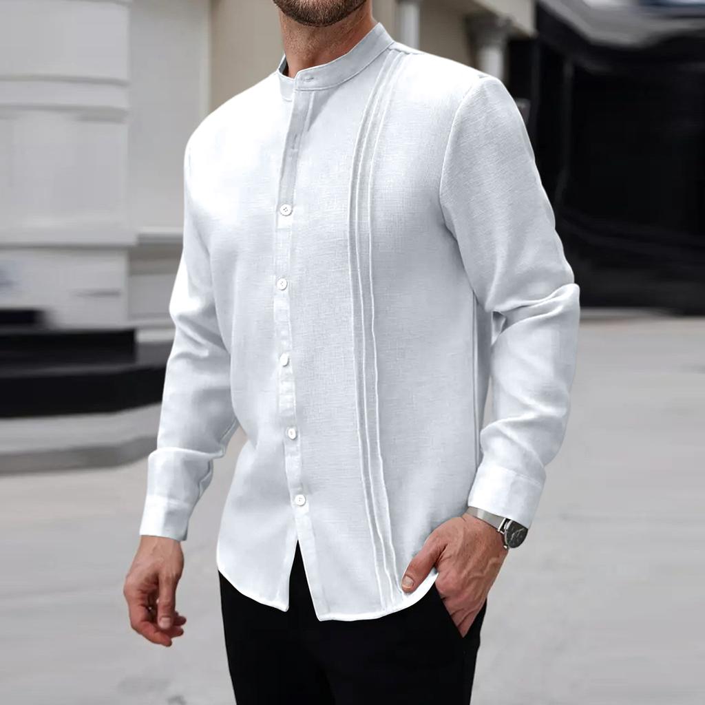 Pánská lněná košile s dlouhým rukávem košile s límečkem na knoflíčky košile business casual košile business košile regular fit