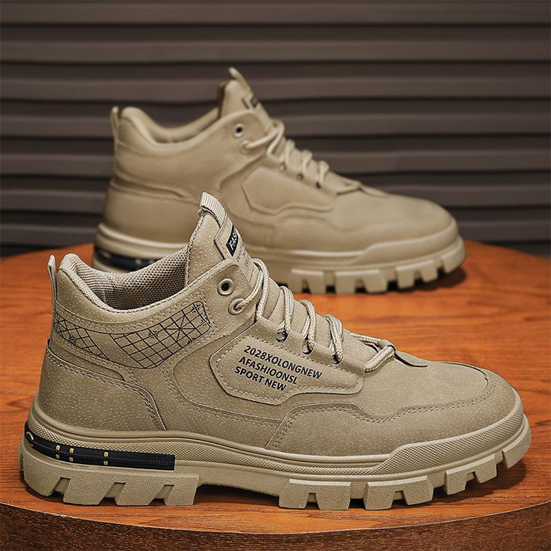 Fashion CYYTL High Top Men Boots Ankle Casual Shoes Leather Outdoor Platform Walking Fashion Luxury Designer Work Sneakers Cowboy Winter