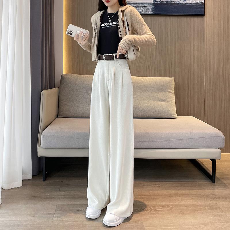 

Узкие брюки от костюма осень-зима новые с высокой посадкой драпированные плюс бархат европейский хлопковый бархат повседневные драпированные широкие брюки для женщин 5XL абрикосовый