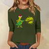 3/4 Sleeve Tops For Women T-Shirt Casual Christmas Print Tops T Shirt Round Neck Pullover Blouse