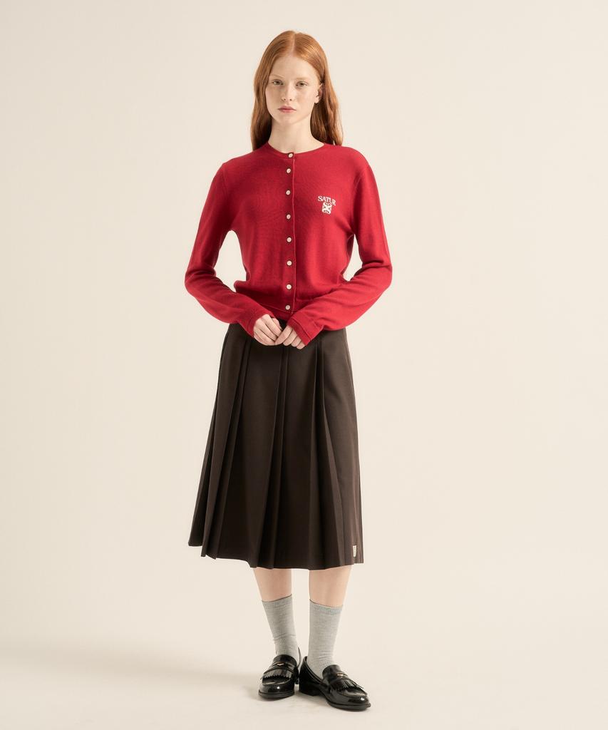 Seteo (W) Wool Pleated Skirt Brown
