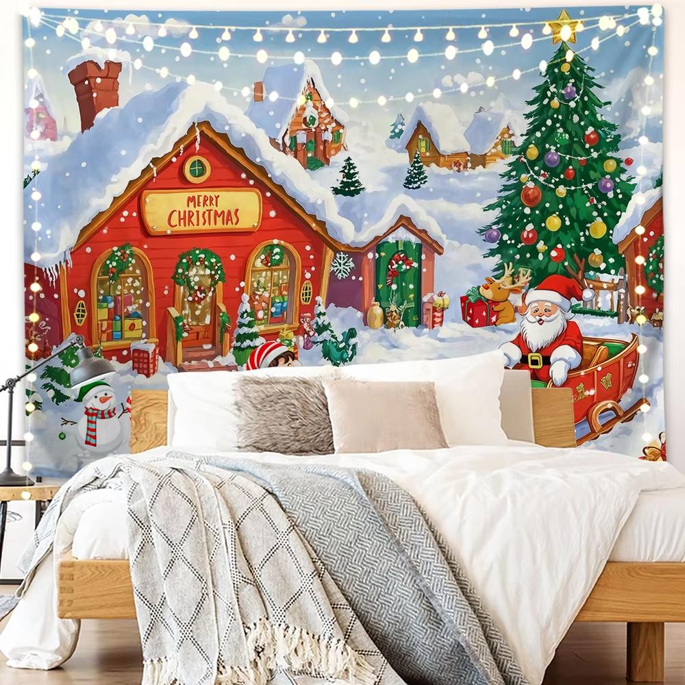 Christmas Arctic Village Wall Tapestry Ideal For Home Office Party Church Decor Photo Booth Background Gift