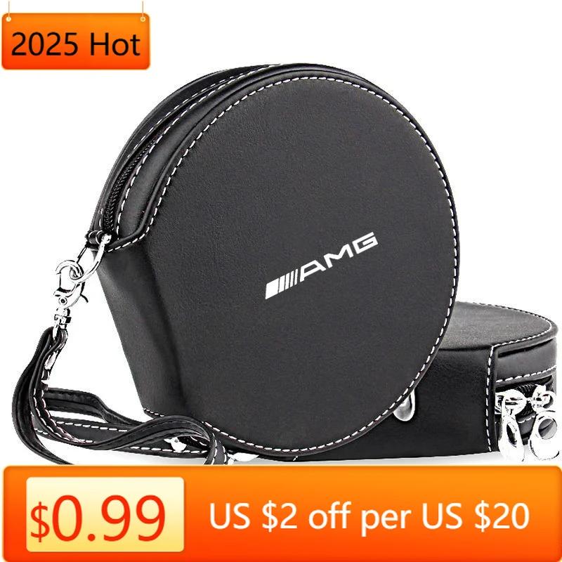 jwlsk5 2025 Hot Car CD Box Bag Portable CD DVD Case Storage Disc Bag Round Holder For Mercedes Benz A B C E S ML GLK GLE GLS GLC SLK Cl