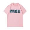 Men's 100% Cotton Crew Neck Short Sleeve T-Shirt, Casual Anarchy Spiky Gothic Text Print Breathable Soft Summer Everyday Tee for Daily Wear