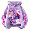 Cartoon Hoodie for Girls K-Pop Demon Slayer Rumi Derpy Fashion Casual Top Printed Purple Sweatshirt Thick and Warm