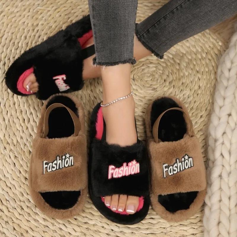 Warm Winter Slippers Fashion Women's Plush Thick-soled Flat Indoor Women's Slippers Non Slip Comfort Bedroom Slippers