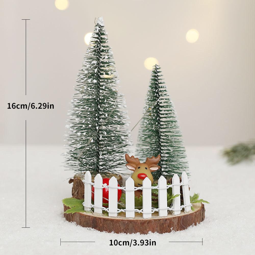Christmas Tree Mini Tabletop Ornament Flocking Snow PE Tree Festive Scene Ornament Christmas Tree