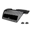 RS Style Front Honeycomb Grill Grille Fit TT TTS 2006-2014 Gloss Black